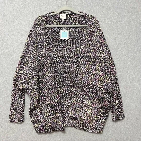 Hayden Black Multicolor Oversized Open Front Cardigan NWT Size 1X/2X - Picture 2 of 8